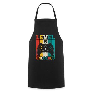 5 years 5th Birthday Level Unlocked Gaming - Cooking Apron - black - Front - AI Model Male 185 dark (185cm)