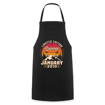 Cadeau D'anniversaire Nées En Janvier 2010 - Tablier de cuisine - noir - Devant - AI Model Male 185 dark (185cm)