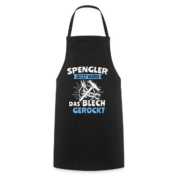 Spengler Bauspengler Karrosseriespengler - Kochschürze - Schwarz - Vorne - AI Model Male 185 dark (185cm)