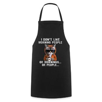 Morning People Coffee Cat - Kochschürze - Schwarz - Vorne - AI Model Male 185 dark (185cm)