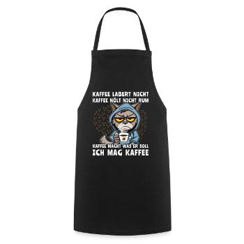 Katze Kaffee Morgenmenschen - Kochschürze - Schwarz - Vorne - AI Model Male 185 dark (185cm)