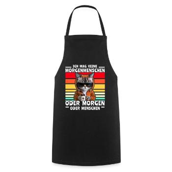Kaffee Katze Spruch Morgenmenschen - Kochschürze - Schwarz - Vorne - AI Model Male 185 dark (185cm)