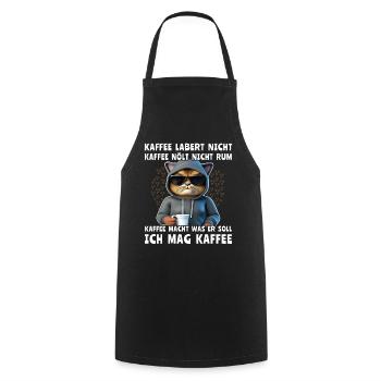 Lustige Katze Trinkt Kaffee - Kochschürze - Schwarz - Vorne - AI Model Male 185 dark (185cm)