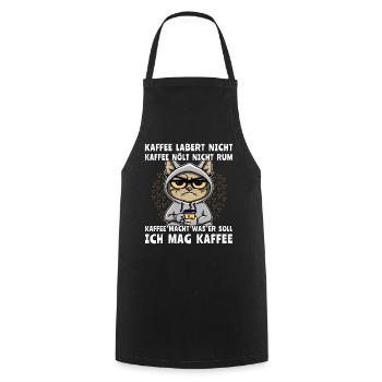 Lustige Katze Trinkt Kaffee - Kochschürze - Schwarz - Vorne - AI Model Male 185 dark (185cm)