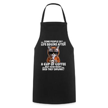 Coffee Cat Coffee Drinker - Cooking Apron - black - Front - AI Model Male 185 dark (185cm)