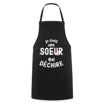 Soeur qui déchire Cadeau Frangine Anniversaire - Tablier de cuisine - noir - Devant - AI Model Male 185 dark (185cm)