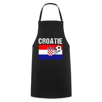 Croatian Flag Soccer Gift Croatian Soccer - Cooking Apron - black - Front - AI Model Male 185 dark (185cm)