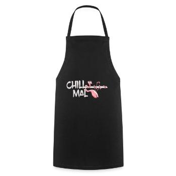 Flamingo Chill mal Faulenzer Chiller Pink Abhängen - Kochschürze - Schwarz - Vorne - AI Model Male 185 dark (185cm)