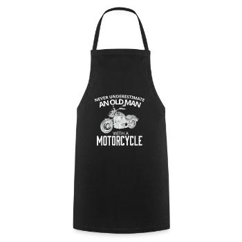 Don't Underestimate Old Man on His Motorcycle - Cooking Apron - black - Front - AI Model Male 185 dark (185cm)