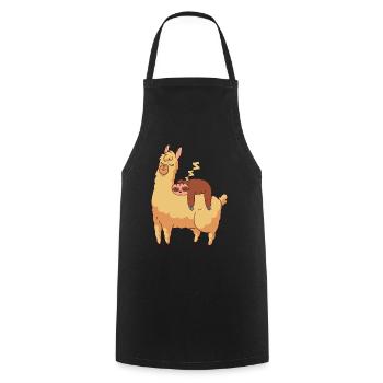 Faultier Lama Lustig Süß Faul Alpaka Geschenk - Kochschürze - Schwarz - Vorne - AI Model Male 185 dark (185cm)