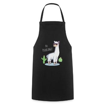 Funny Gift Lama No Problama Cactus Design - Kochschürze - Schwarz - Vorne - AI Model Male 185 dark (185cm)
