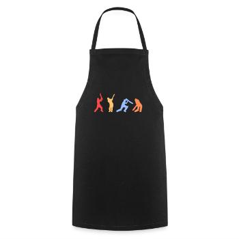 Retro vintage colors cricket players - Cooking Apron - black - Front - AI Model Male 185 dark (185cm)