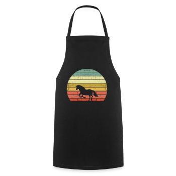 Rétro Vintage Horse - Tablier de cuisine - noir - Devant - AI Model Male 185 dark (185cm)