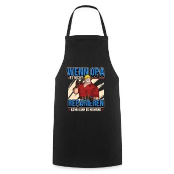 Handwerker Opa Lustig Spruch Baustelle Geschenk - Kochschürze - Schwarz - Vorne - AI Model Male 185 dark (185cm)
