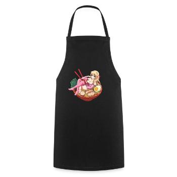 Ramen Anime Girl Sexy Soupe de nouilles Otaku Weeb - Tablier de cuisine - noir - Devant - AI Model Male 185 dark (185cm)