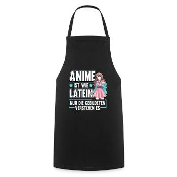 Anime ist wie Latein Otaku Manga - Kochschürze - Schwarz - Vorne - AI Model Male 185 dark (185cm)