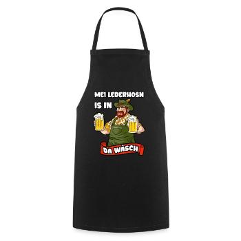 Mei Lederhosn is in da Wäsch Lederhose Tracht - Cooking Apron - black - Front - AI Model Male 185 dark (185cm)