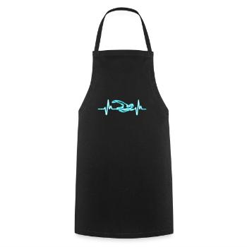 Funny Heartbeat Swim Nageur Athlète Amour Natation - Tablier de cuisine - noir - Devant - AI Model Male 185 dark (185cm)