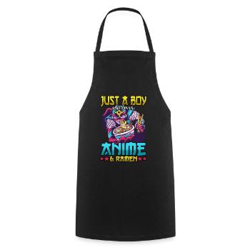 Otaku Just A Boy Who Loves Anime And Ramen Manga - Cooking Apron - black - Front - AI Model Male 185 dark (185cm)