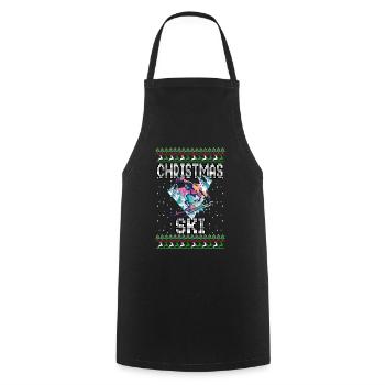 Funny Christmas Ski Lover Xmas Ugly Sweater Skiing - Kochschürze - Schwarz - Vorne - AI Model Male 185 dark (185cm)