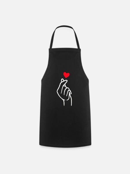 Kpop Finger Heart K-drama Korean Drama - Kochschürze - Schwarz