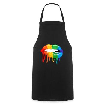 Rainbow Lip Mois de la fierté LGBT Gay Bi Trans - Tablier de cuisine - noir - Devant - AI Model Male 185 dark (185cm)
