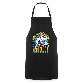 Incroyable Licorne Papa Drôle Fête des Pères - Tablier de cuisine - noir - Devant - AI Model Male 185 dark (185cm)