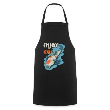 Nishikigoi Koi Breeder Enjoy Koi Carp - Cooking Apron - black - Front - AI Model Male 185 dark (185cm)