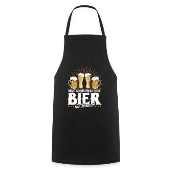 Nicht schubsen ich habe Bier im Bauch Bier - Kochschürze - Schwarz - Vorne - AI Model Male 185 dark (185cm)
