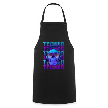 Techno Musik - Kochschürze - Schwarz - Vorne - AI Model Male 185 dark (185cm)