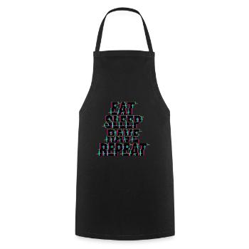 Eat Sleep Rave Repeat Techno - Kochschürze - Schwarz - Vorne - AI Model Male 185 dark (185cm)