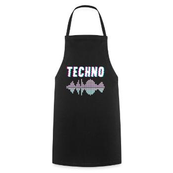 Techno Music - Cooking Apron - black - Front - AI Model Male 185 dark (185cm)
