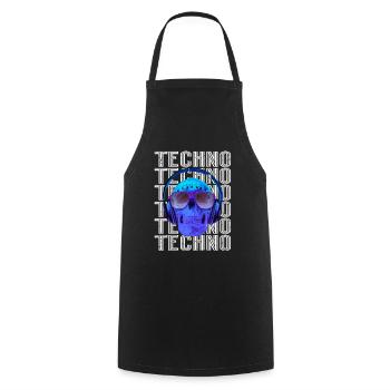 Techno Musik - Kochschürze - Schwarz - Vorne - AI Model Male 185 dark (185cm)
