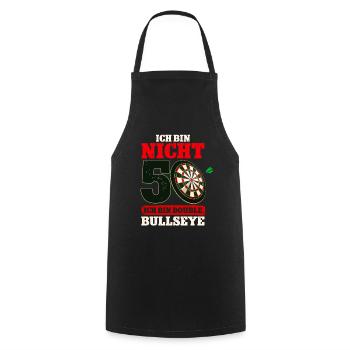 Ich bin nicht 50 ich bin Double Bullseye Darts - Kochschürze - Schwarz - Vorne - AI Model Male 185 dark (185cm)