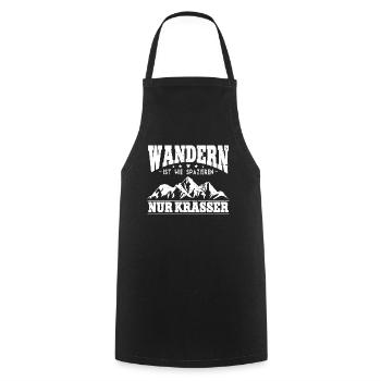 Wandern ist wie spazieren Wanderer Wander - Kochschürze - Schwarz - Vorne - AI Model Male 185 dark (185cm)