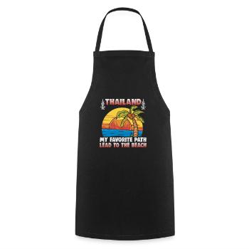 Thailand Beach Holiday by the Sea Design Beach Motif - Cooking Apron - black - Front - AI Model Male 185 dark (185cm)