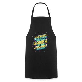 Zocken Gaming - Kochschürze - Schwarz - Vorne - AI Model Male 185 dark (185cm)