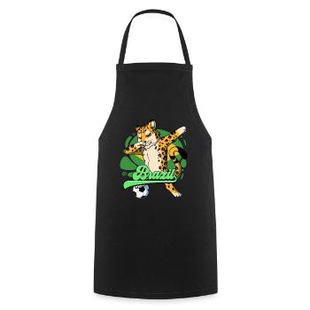Brésil Football - Tablier de cuisine - noir - Devant - AI Model Male 185 dark (185cm)