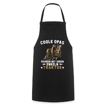 Coole Opa und Enkel mit Traktor Farmer Geschenk - Tablier de cuisine - noir - Devant - AI Model Male 185 dark (185cm)