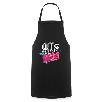 Fille des années 90 et 90 - Tablier de cuisine - noir - Devant - AI Model Male 185 dark (185cm)