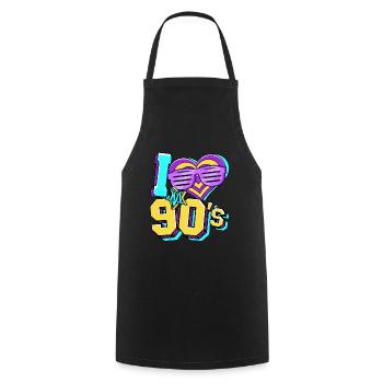Années 90 J’aime années 90 - Tablier de cuisine - noir - Devant - AI Model Male 185 dark (185cm)