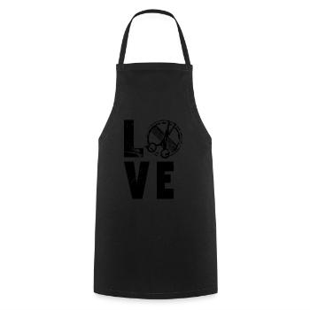 Love Friseurin - Kochschürze - Schwarz - Vorne - AI Model Male 185 dark (185cm)
