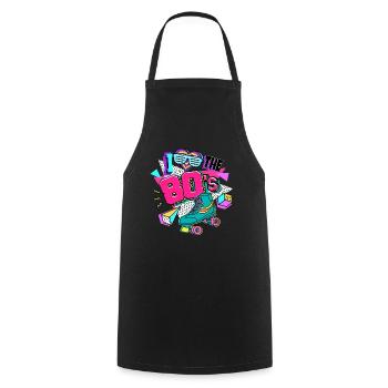 Années 80 J’aime Les années 80 - Tablier de cuisine - noir - Devant - AI Model Male 185 dark (185cm)