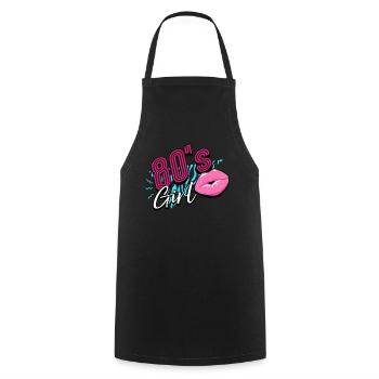 Fille des années 80 et 80 - Tablier de cuisine - noir - Devant - AI Model Male 185 dark (185cm)
