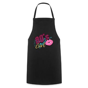 Fille des années 80 et 80 - Tablier de cuisine - noir - Devant - AI Model Male 185 dark (185cm)