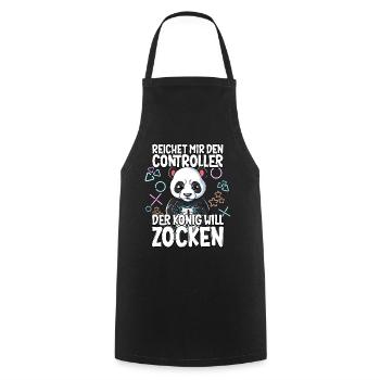 Videospiel Gaming Panda Zocken - Kochschürze - Schwarz - Vorne - AI Model Male 185 dark (185cm)