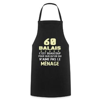 60 balais Drôle Cadeau Anniversaire 60 ans - Tablier de cuisine - noir - Devant - AI Model Male 185 dark (185cm)