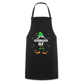 Bierbauch Elf Partnerlook Weihnachten - Kochschürze - Schwarz - Vorne - AI Model Male 185 dark (185cm)