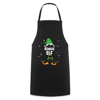 Bonus Elf Partnerlook Weihnachten - Kochschürze - Schwarz - Vorne - AI Model Male 185 dark (185cm)
