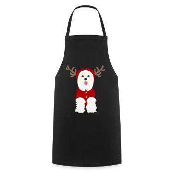 White Terrier Santa Claus Costume Bois de renne - Tablier de cuisine - noir - Devant - AI Model Male 185 dark (185cm)